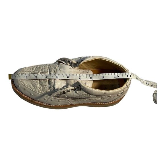 Figueroa Boots Taupe Caiman Ostrich Leather Lace Up Shoes Mens Size 6.5
